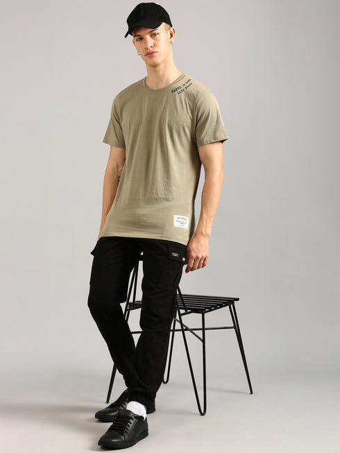 Brown Printed Regular Fit T-Shirt
